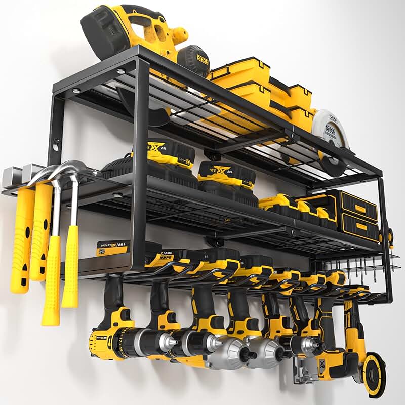 Heavy Duty Power Tool Organizer Wall Mount with Charging Shelf