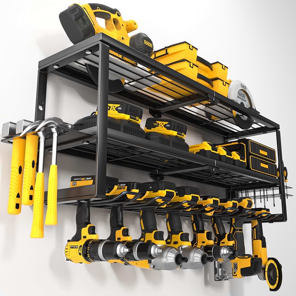Heavy Duty Power Tool Organizer Wall Mount with Charging Shelf