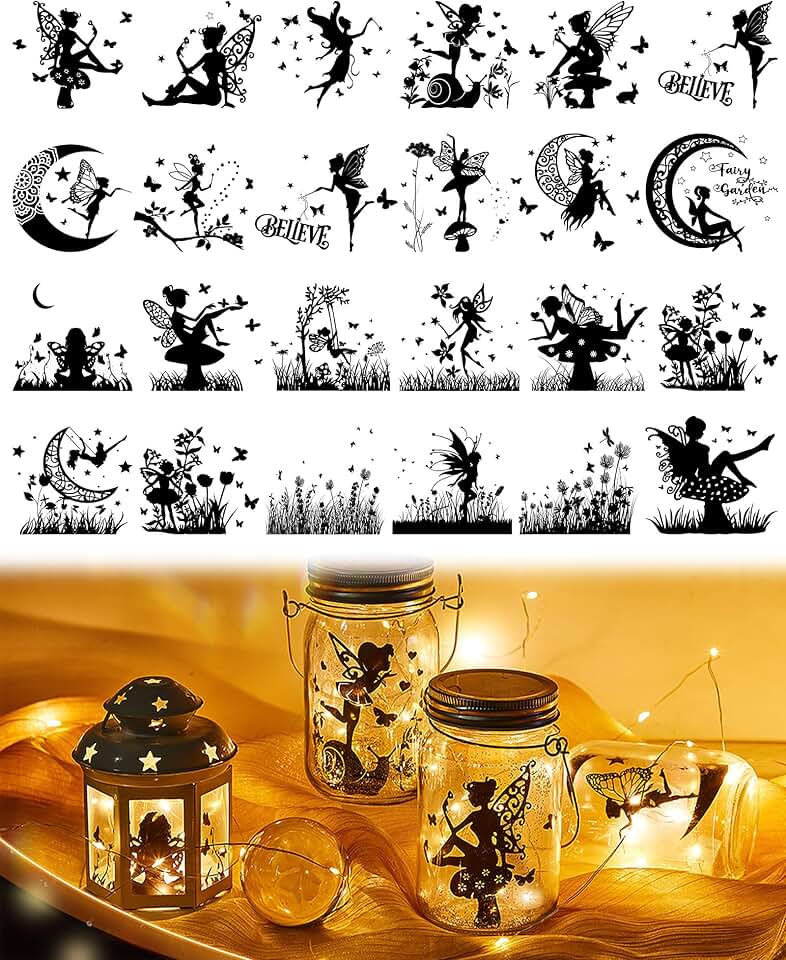 24 Halloween Plastic Laser Cutouts for Mason Jars