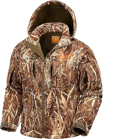 Men's Camo Fleece-Lined Hunting Jacket with Hood