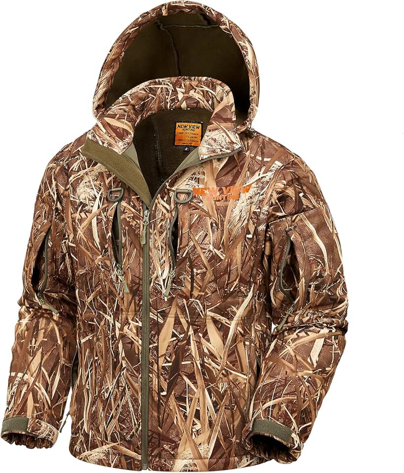 Men's Camo Fleece-Lined Hunting Jacket with Hood