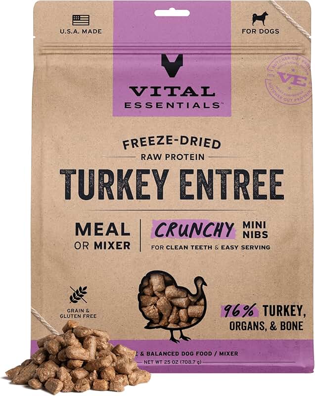 Freeze-Dried Raw Turkey Dog Food Nibs, 25 oz