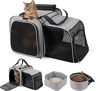 Soft Cat Carrier with Litter Box and Food Carrier