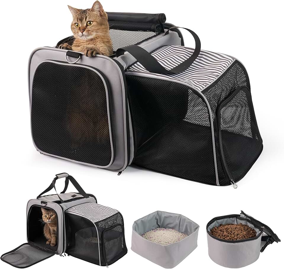 Soft Cat Carrier with Litter Box and Food Carrier