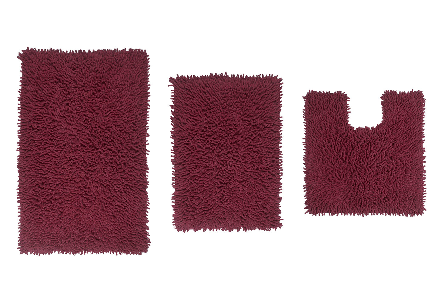 Fantasia Bath Absorbent Cotton, Soft Rug, Machine wash Dry, 17"x24"/21"x34"/20"x20", Red