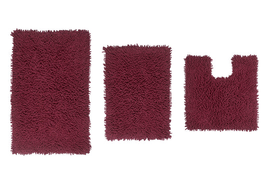 Fantasia Bath Absorbent Cotton, Soft Rug, Machine wash Dry, 17"x24"/21"x34"/20"x20", Red