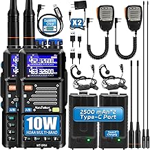 Long Range Handheld Ham Radio with NOAA Weather and Rechargeable Batteries