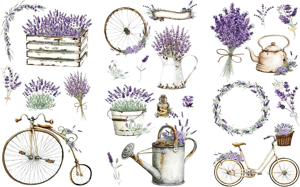 Vintage Lavender Rub-On Transfers for Crafts and Furniture
