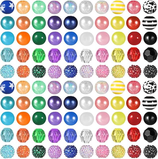 100 colorful 20mm resin beads for jewelry and crafts
