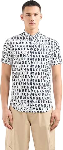 Men's Short Sleeve Text Print Slim Fit Shirt