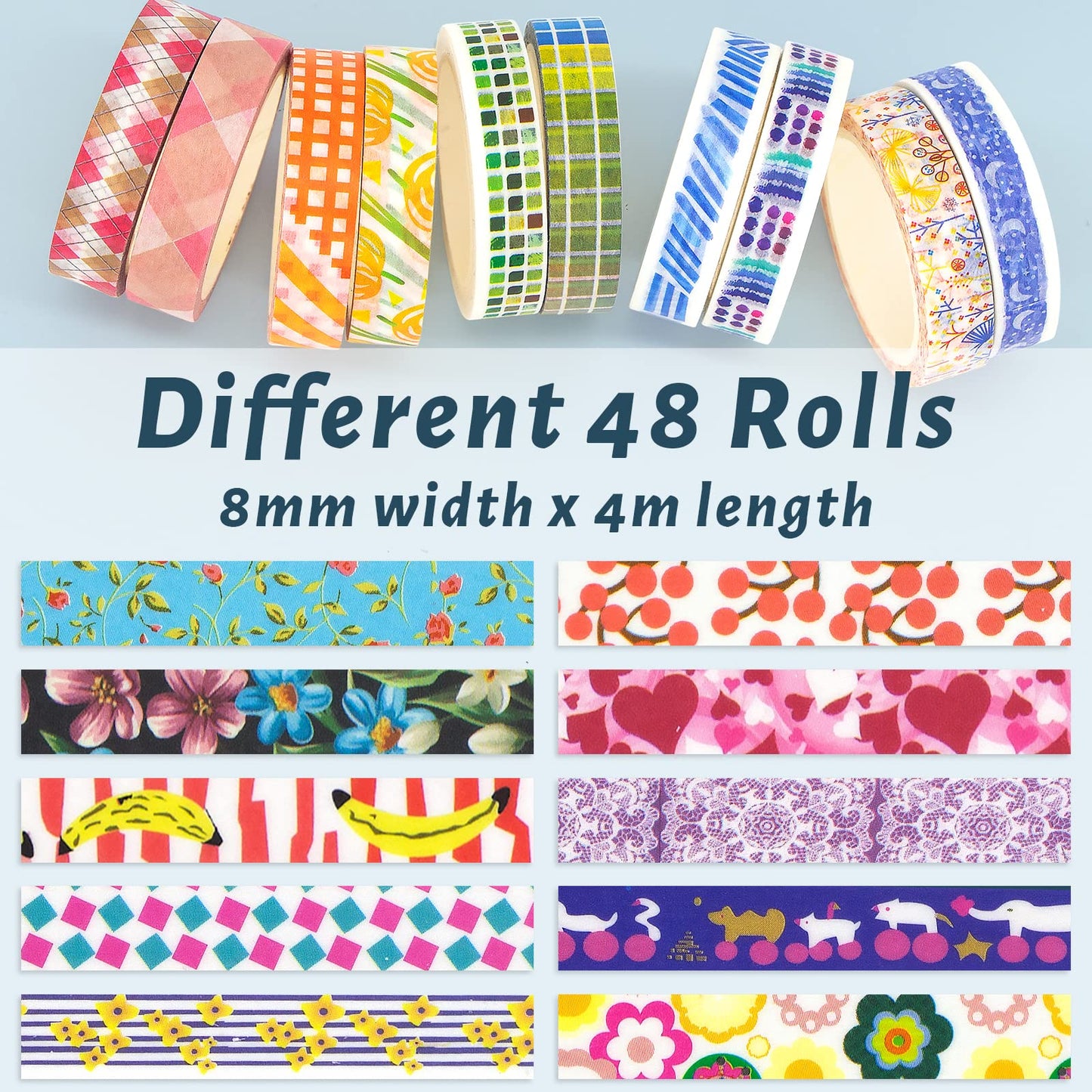 48 Rolls Decorative Washi Tape Set for Crafts