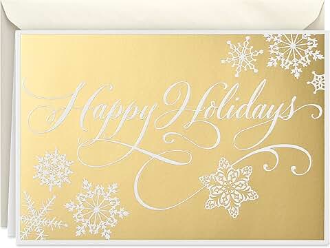 Holiday Cards with Gold "Happy Holidays" (16 Pack)