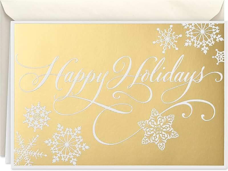 Holiday Cards with Gold "Happy Holidays" (16 Pack)