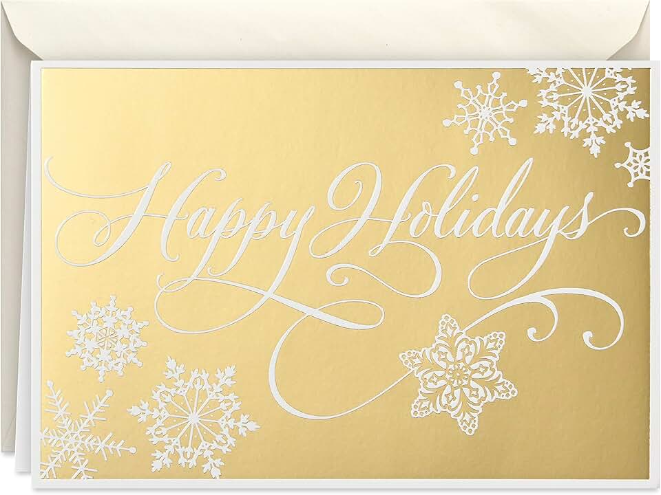 Holiday Cards with Gold "Happy Holidays" (16 Pack)