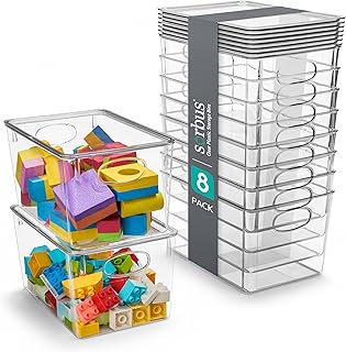 Large Clear Plastic Storage Bins with Lids, 8 Pack