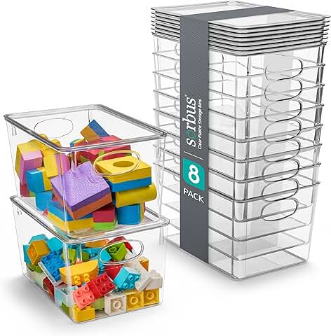 Large Clear Plastic Storage Bins with Lids, 8 Pack