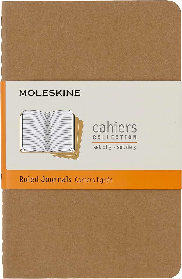 Set of 3 Large Soft Cover Ruled Journals, Black