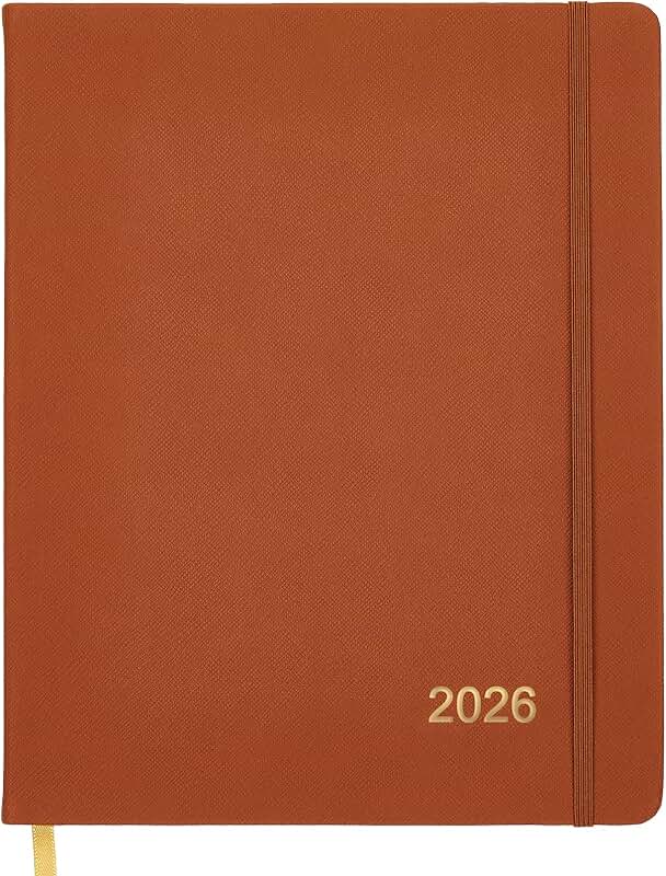 2026 Weekly Monthly Planner, 8x10, Brown