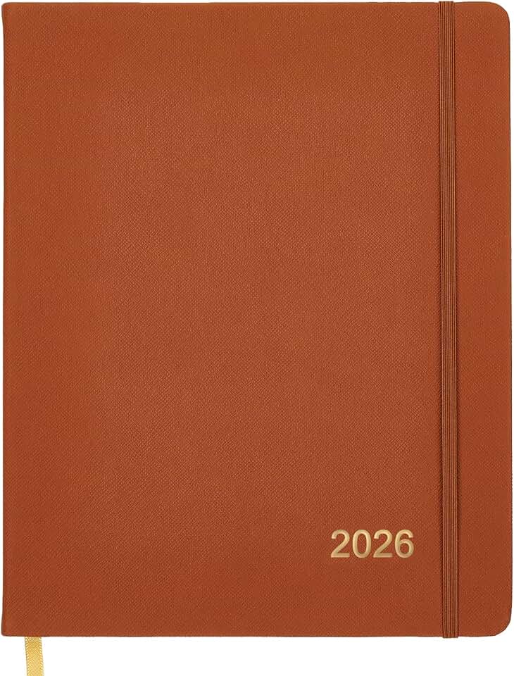 2026 Weekly Monthly Planner, 8x10, Brown