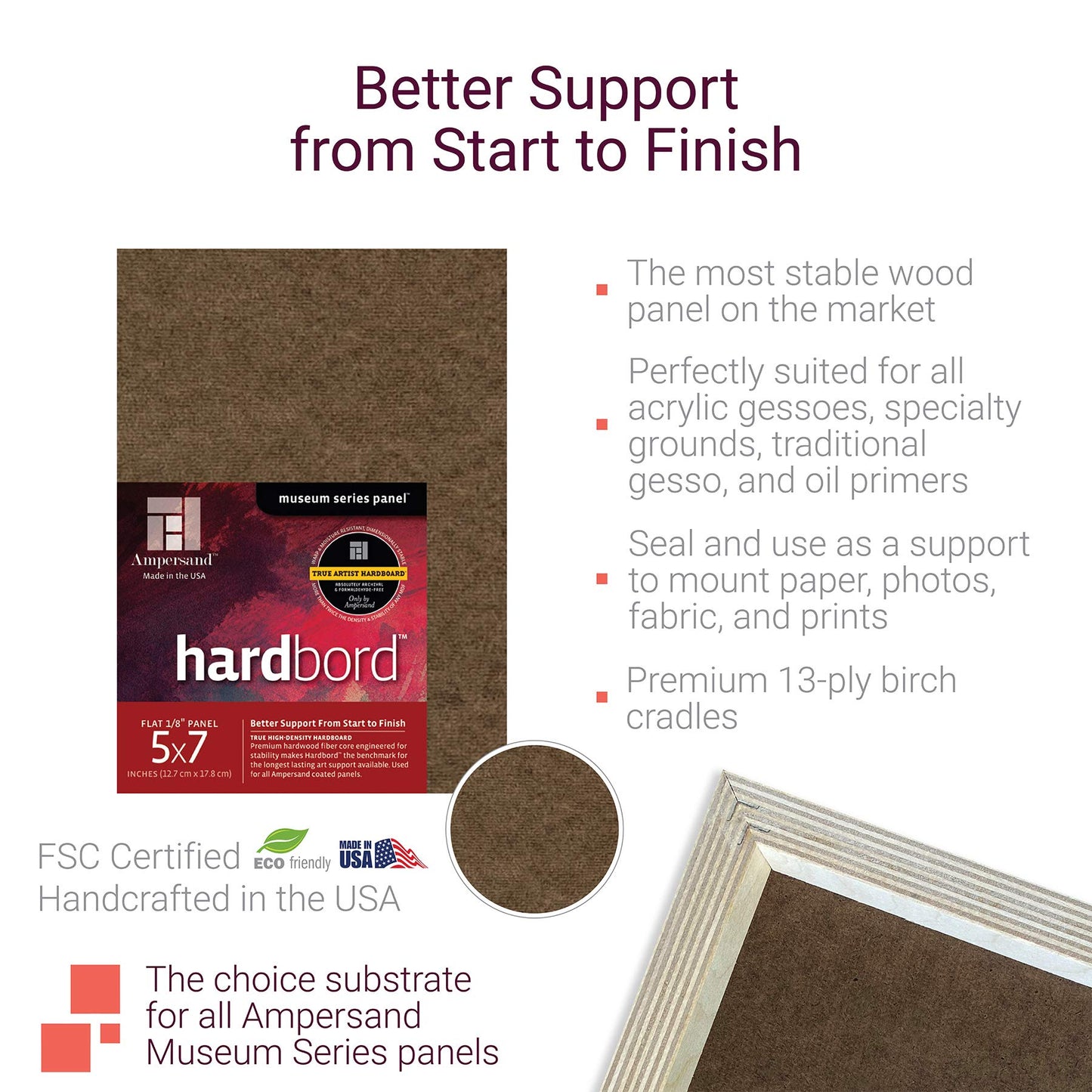 Hardboard Wood Painting Panel 12x16 1/8 Inch