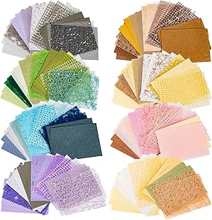 Set of 144 textured scrapbook papers and mesh fabric, 3.9x5.5 inches