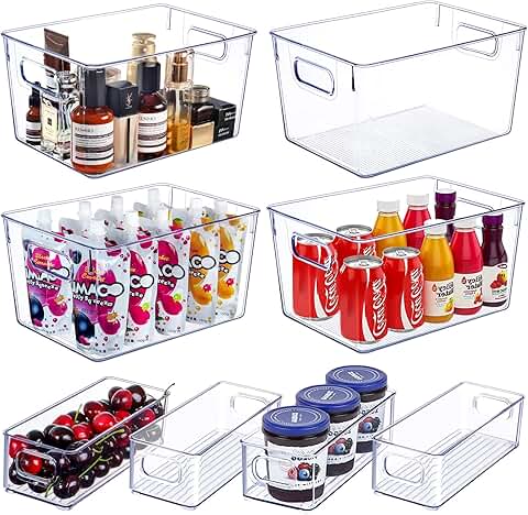 Set of 8 Clear Plastic Stackable Storage Bins