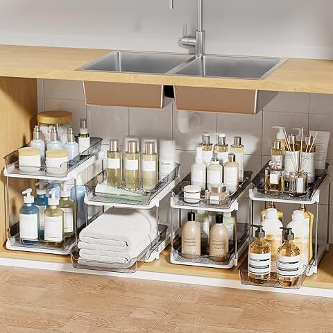 2-Tier Multi-Purpose Under Sink and Pantry Organizer, 4 Pack