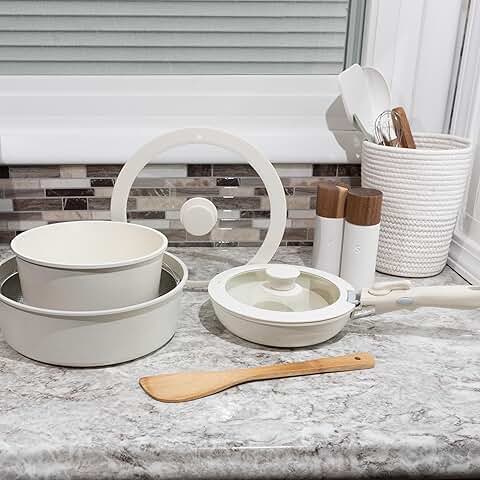 8-Piece Nonstick Cookware Set with Detachable Handle