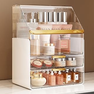 Three-Tier Clear Makeup and Skincare Organizer