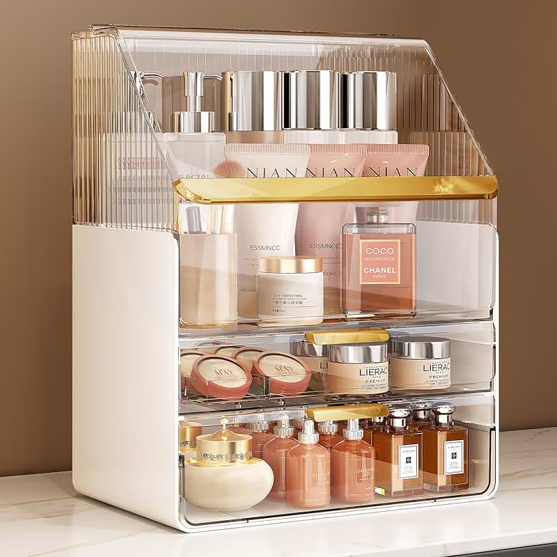Three-Tier Clear Makeup and Skincare Organizer