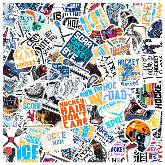 Ice Hockey Vinyl Stickers Pack for Water Bottles and More
