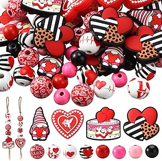 300 Wooden Beads for Valentine's Day and Crafting