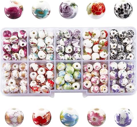 200 Porcelain Flower Beads for Jewelry and Decorations