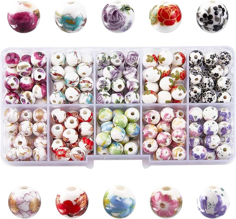 200 Porcelain Flower Beads for Jewelry and Decorations