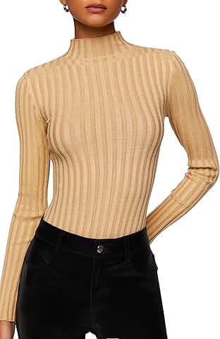 Women's Lettuce-Edge Mock Neck Bodysuit