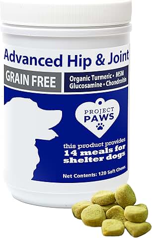 Hip and Joint Supplement for Dogs with Glucosamine and Turmeric