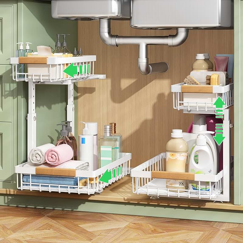 Two Pack Under Sink Organizer with Sliding Drawers