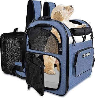 Expandable pet backpack carrier for small dogs and cats