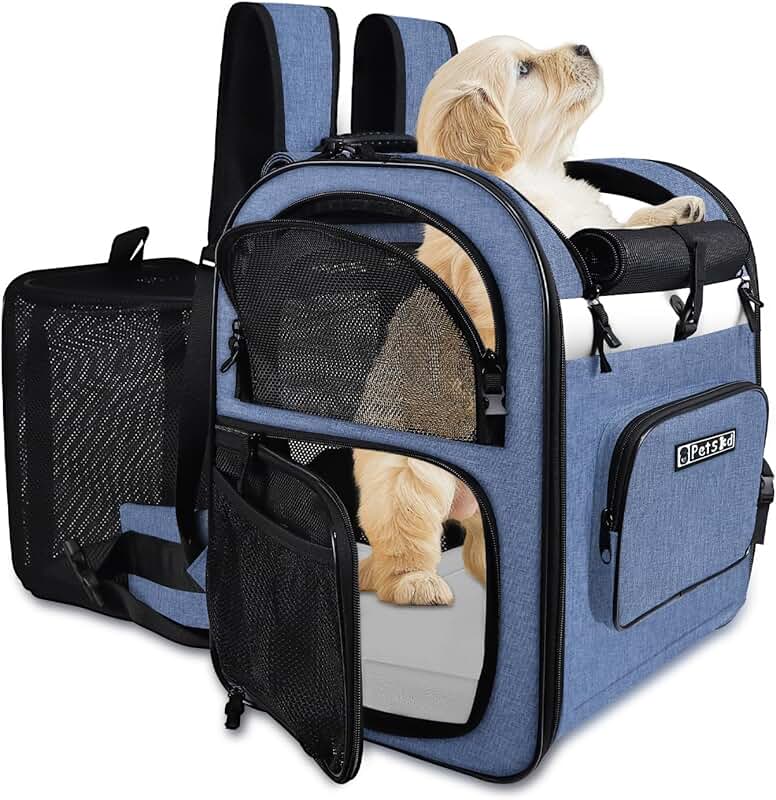 Expandable pet backpack carrier for small dogs and cats