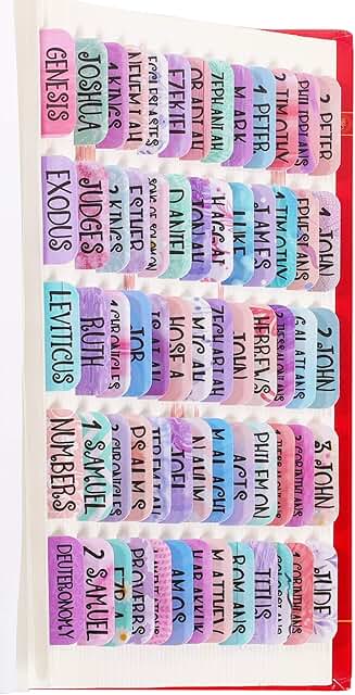 Colorful Purple Bible Tabs with 90 Peel and Stick Indexes