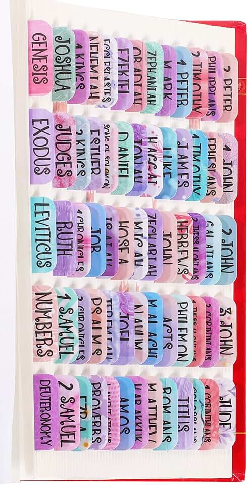 Colorful Purple Bible Tabs with 90 Peel and Stick Indexes