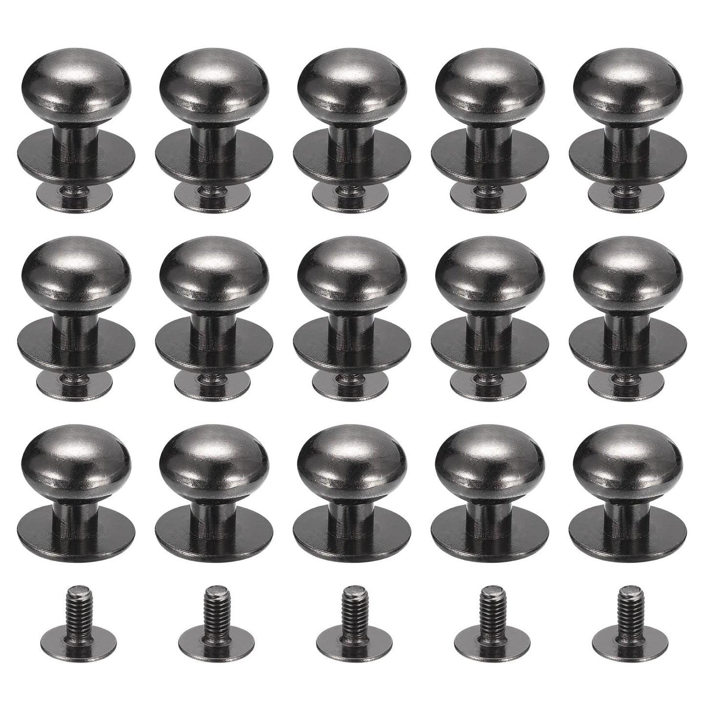 Metallic Black Stud Rivets 15 Pack 12mm Round Head