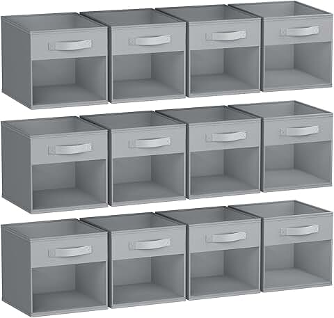 12 Foldable Storage Cubes with Handles, 11x11 inches