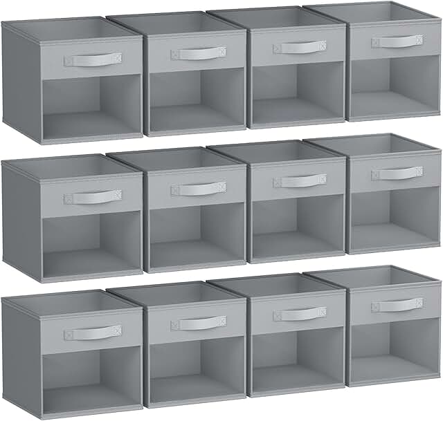 12 Foldable Storage Cubes with Handles, 11x11 inches