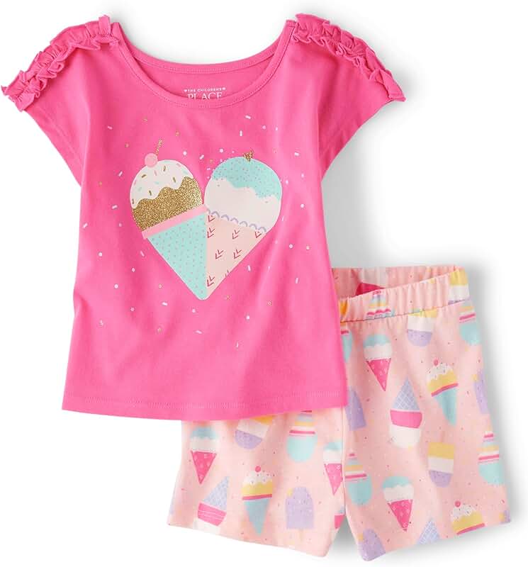 Baby Girl and Toddler Short Sleeve Top and Shorts Set