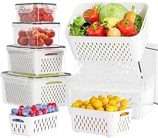 Set of 5 Fruit and Vegetable Storage Containers with Lids