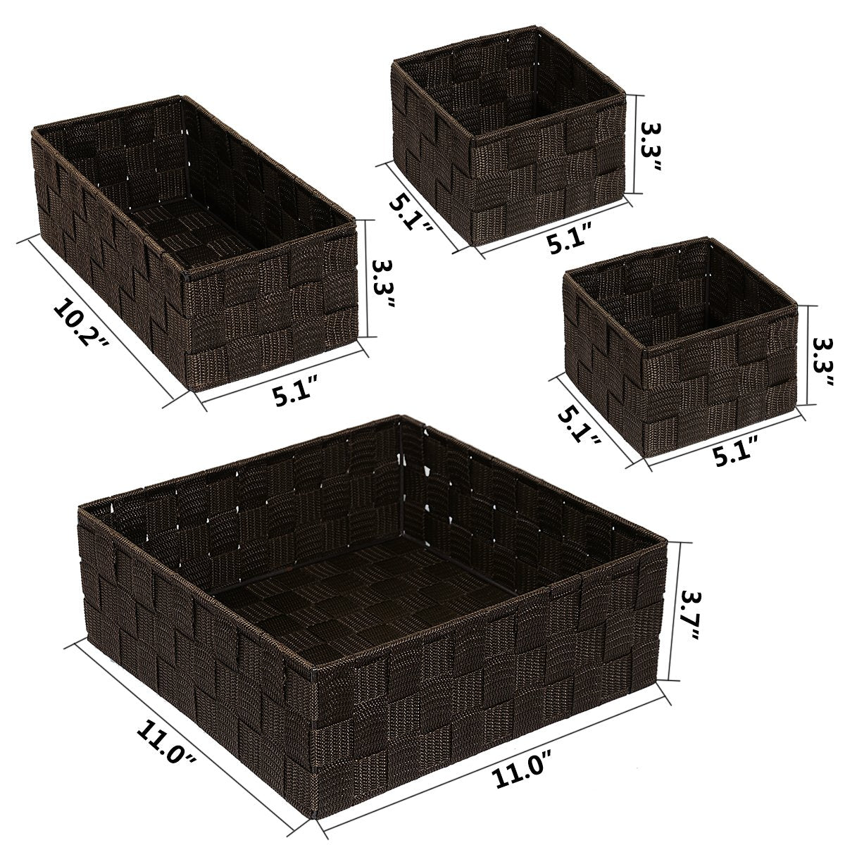 Set of 4 Woven Storage Baskets for Organization