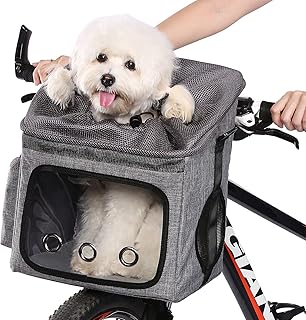 Foldable Dog Bike Basket with Mesh Windows