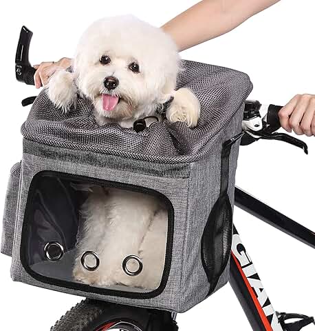 Foldable Dog Bike Basket with Mesh Windows