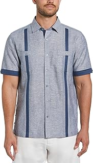 Men's Linen Blend Short Sleeve Guayabera Shirt in Big & Tall